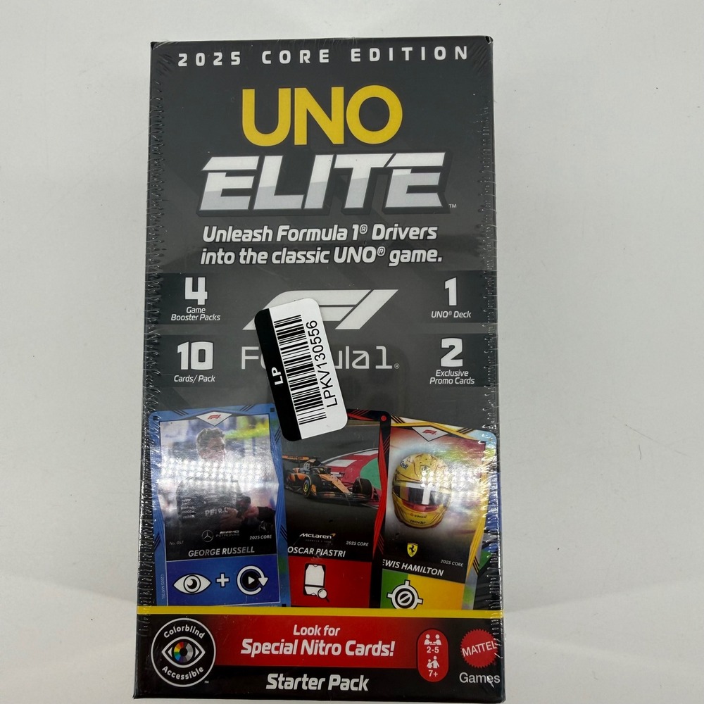 Mattel UNO Elite F1 Formula 1 2025 Core Edition Starter Pack 4 Booster Packs New